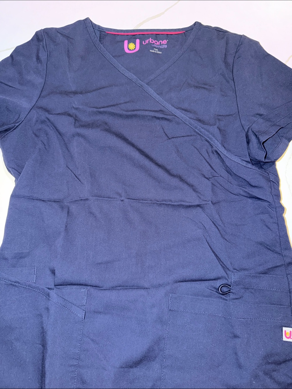 Urbane Navy Crossover V-Neck Scrub Top